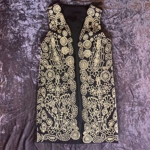 Vintage Beaded Open Tunic Vest Dress - S